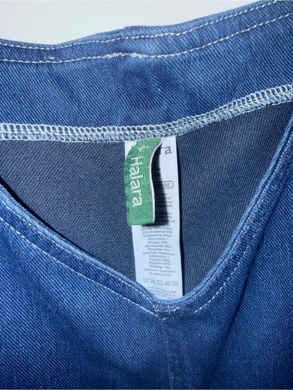 Halara Flex™ Denim Overalls Jumpsuit XL Wide Leg Dark Wash - Picture 7 of 14